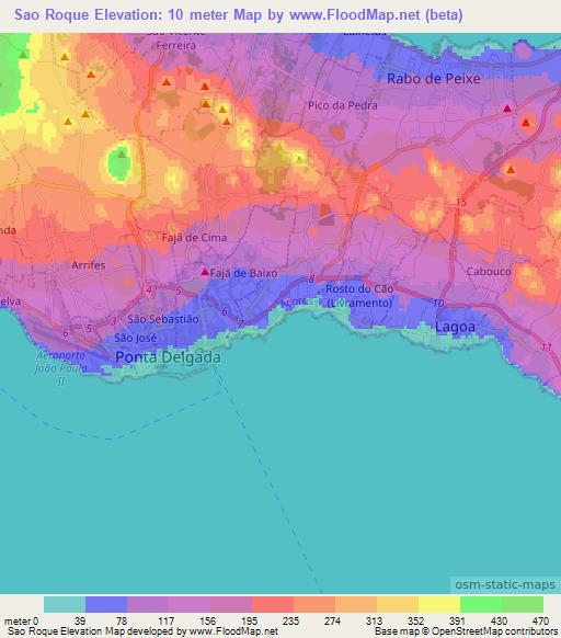 Sao Roque,Portugal Elevation Map