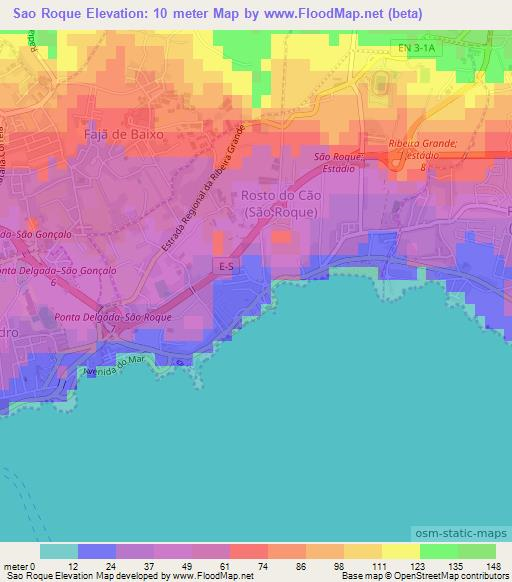 Sao Roque,Portugal Elevation Map