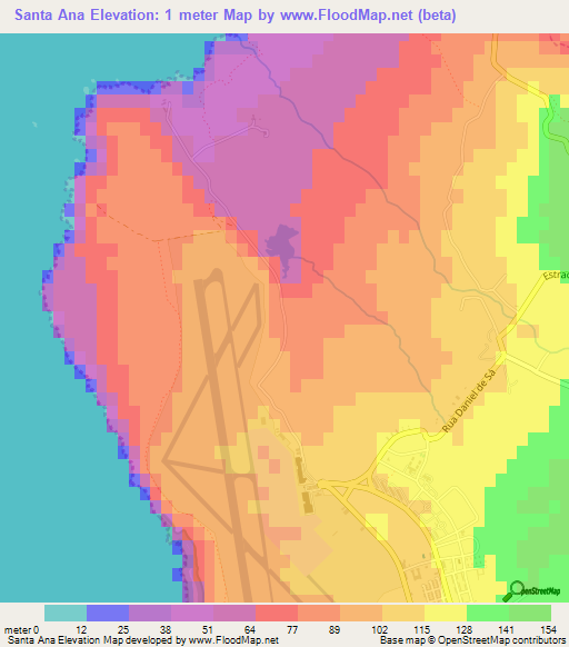 Santa Ana,Portugal Elevation Map