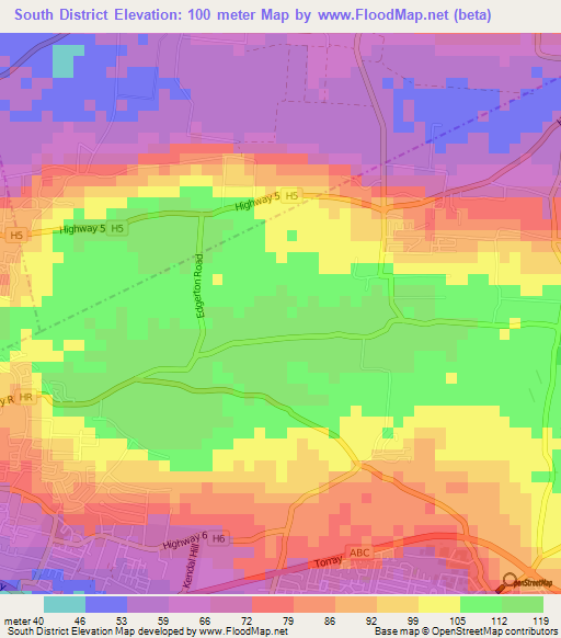 South District,Barbados Elevation Map