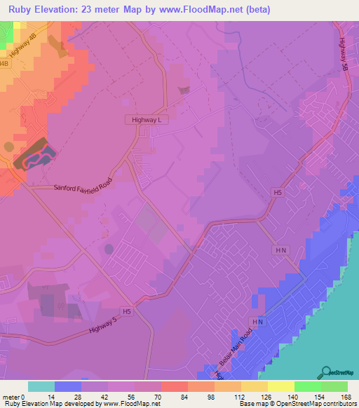 Ruby,Barbados Elevation Map