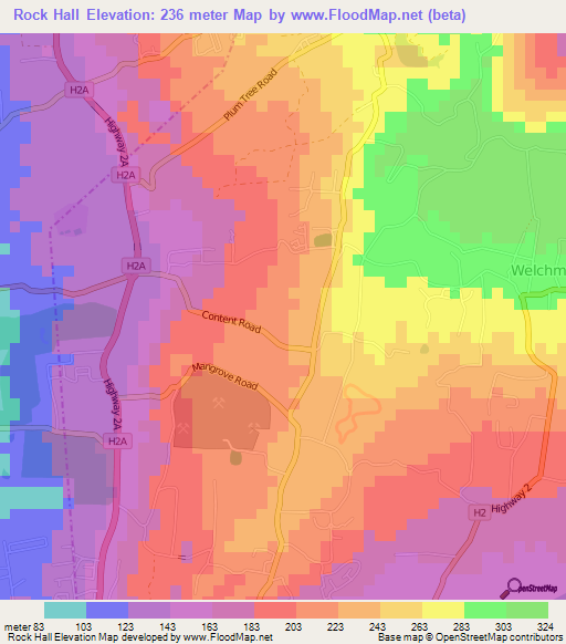 Rock Hall,Barbados Elevation Map