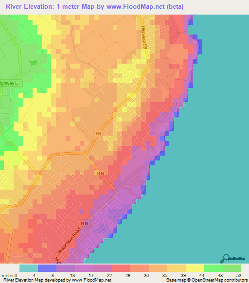 River,Barbados Elevation Map