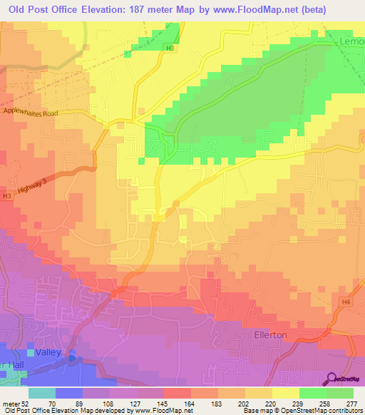Old Post Office,Barbados Elevation Map