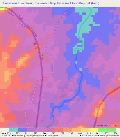 Ganeberri,Ethiopia Elevation Map