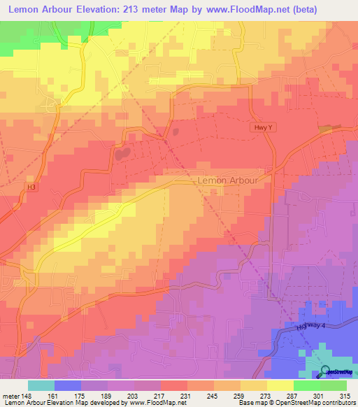 Lemon Arbour,Barbados Elevation Map