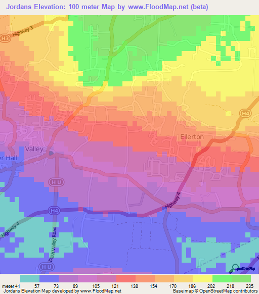 Jordans,Barbados Elevation Map