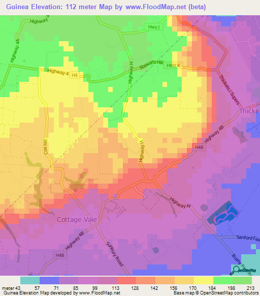 Guinea,Barbados Elevation Map