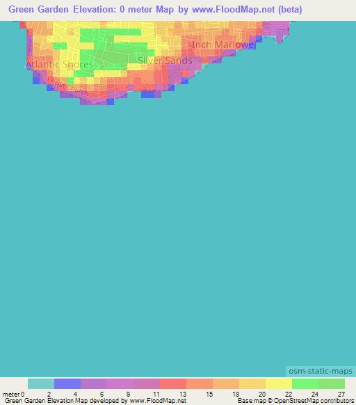 Green Garden,Barbados Elevation Map