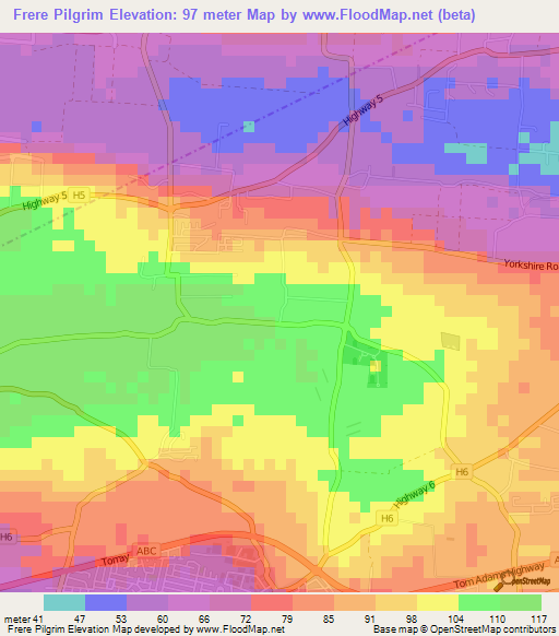 Frere Pilgrim,Barbados Elevation Map