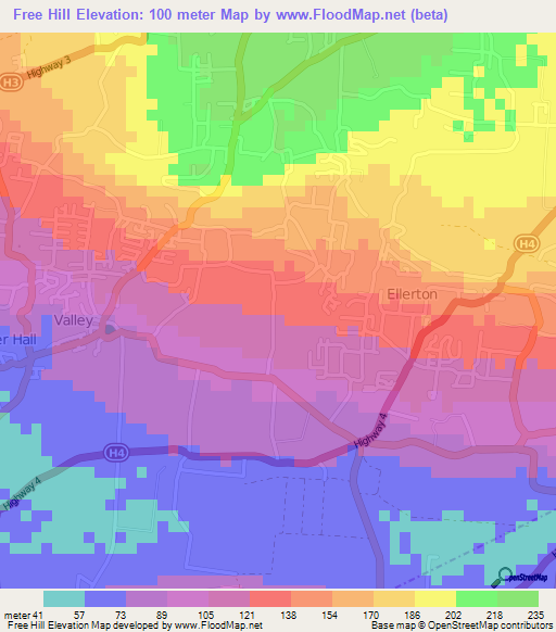 Free Hill,Barbados Elevation Map