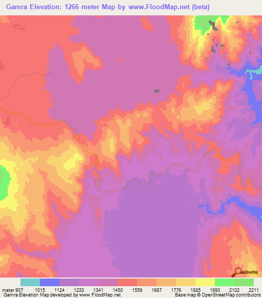 Gamra,Ethiopia Elevation Map