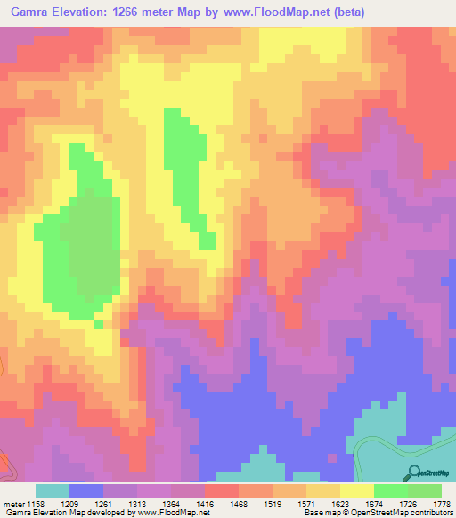 Gamra,Ethiopia Elevation Map