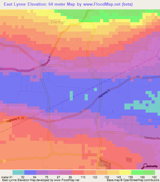 East Lynne,Barbados Elevation Map