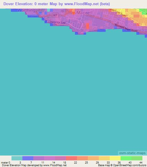 Dover,Barbados Elevation Map