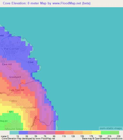 Cove,Barbados Elevation Map