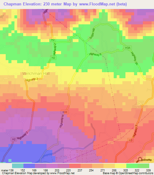 Chapman,Barbados Elevation Map