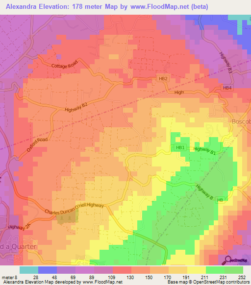 Alexandra,Barbados Elevation Map