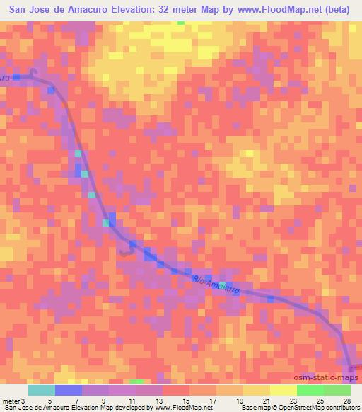 San Jose de Amacuro,Venezuela Elevation Map