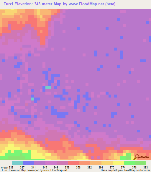 Furzi,Ethiopia Elevation Map