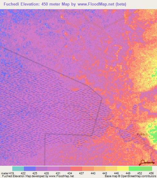 Fuchedi,Ethiopia Elevation Map