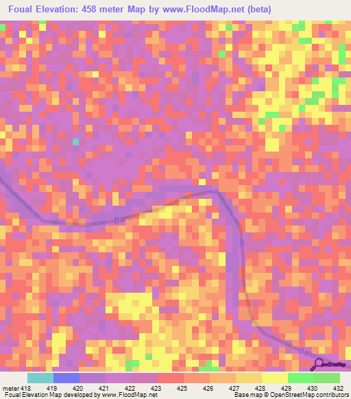 Foual,Ethiopia Elevation Map
