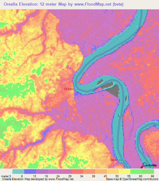 Orealla,Guyana Elevation Map