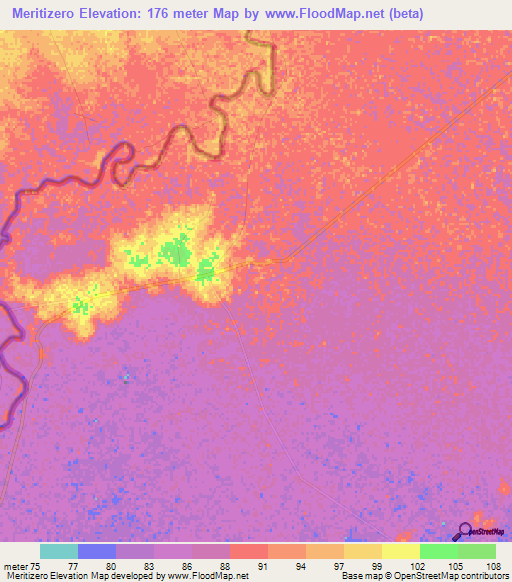 Meritizero,Guyana Elevation Map