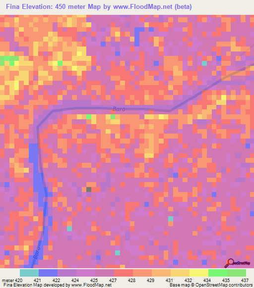Fina,Ethiopia Elevation Map