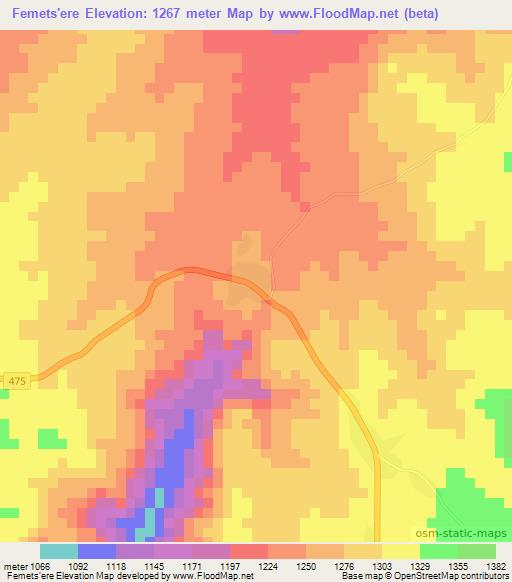 Femets'ere,Ethiopia Elevation Map