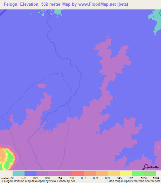 Feiogni,Ethiopia Elevation Map