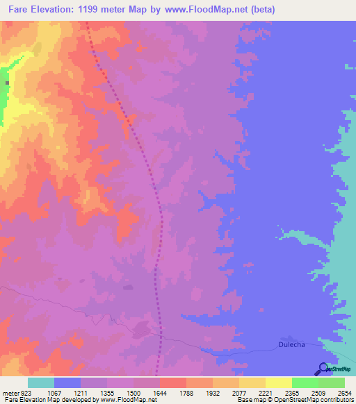 Fare,Ethiopia Elevation Map