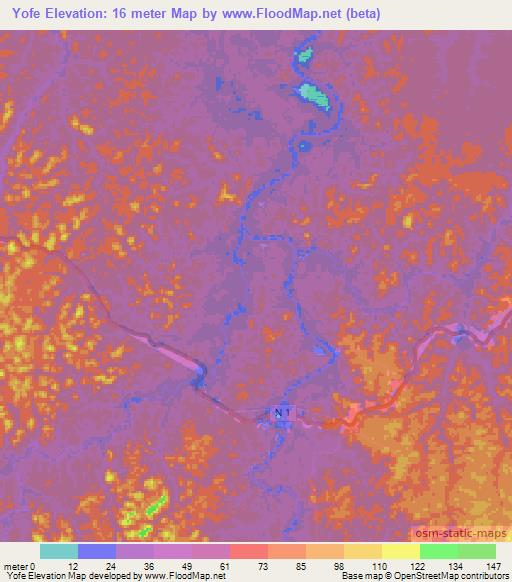 Yofe,French Guiana Elevation Map