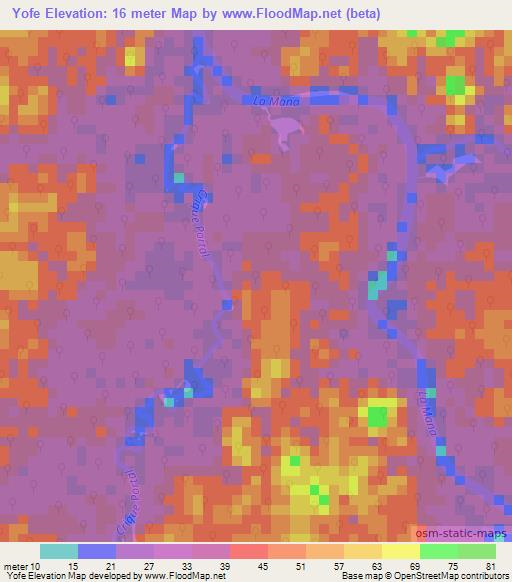 Yofe,French Guiana Elevation Map