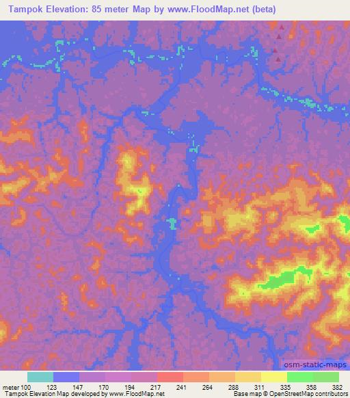 Tampok,French Guiana Elevation Map