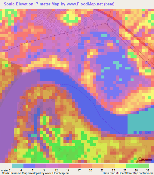 Soula,French Guiana Elevation Map