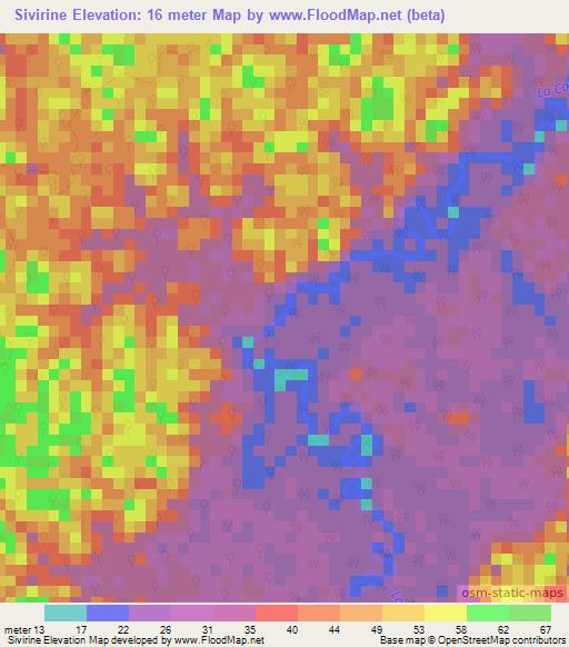 Sivirine,French Guiana Elevation Map
