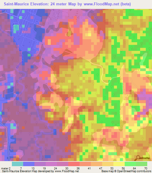 Saint-Maurice,French Guiana Elevation Map