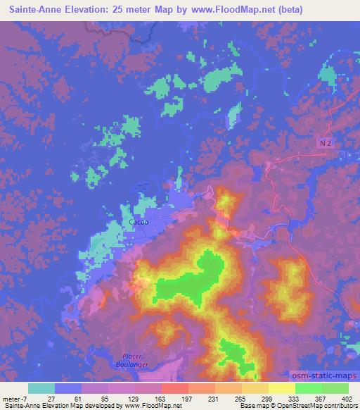 Sainte-Anne,French Guiana Elevation Map