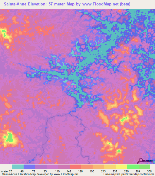 Sainte-Anne,French Guiana Elevation Map