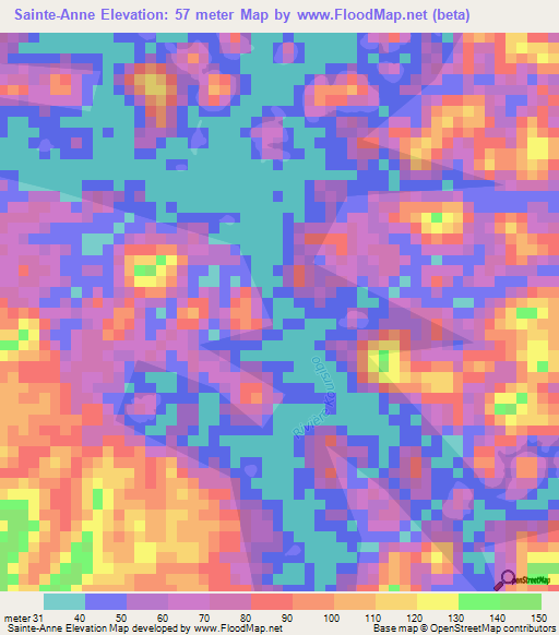 Sainte-Anne,French Guiana Elevation Map