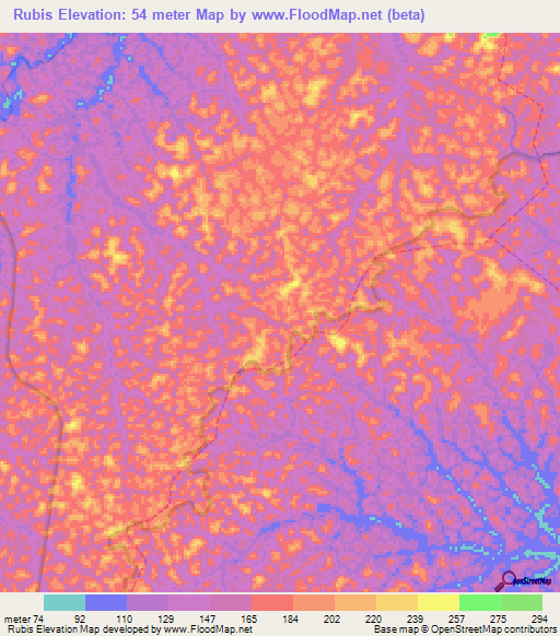 Rubis,French Guiana Elevation Map