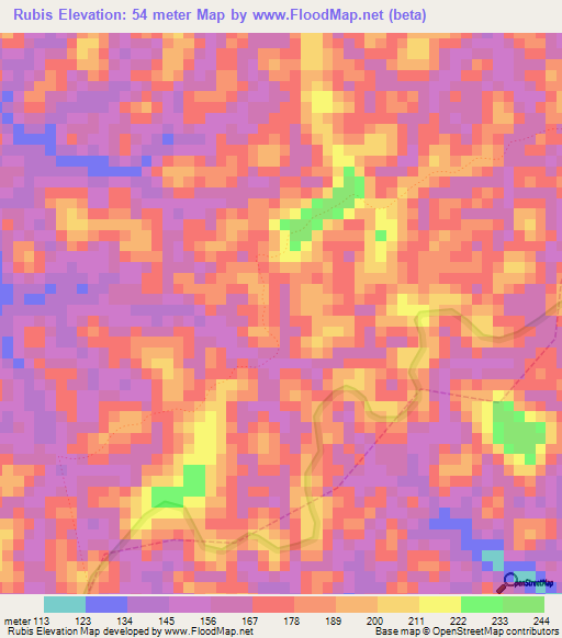 Rubis,French Guiana Elevation Map
