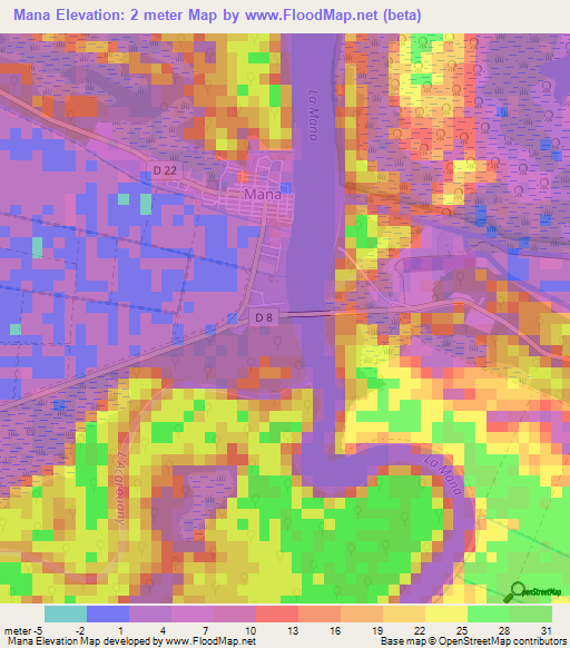Mana,French Guiana Elevation Map
