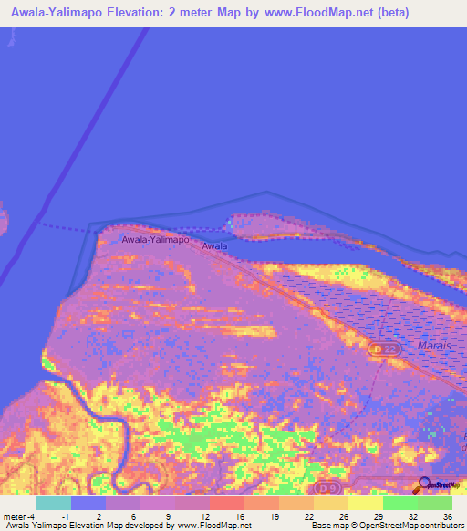 Awala-Yalimapo,French Guiana Elevation Map