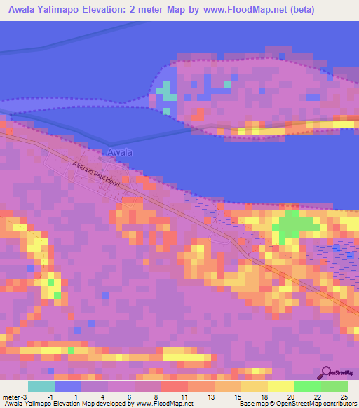 Awala-Yalimapo,French Guiana Elevation Map