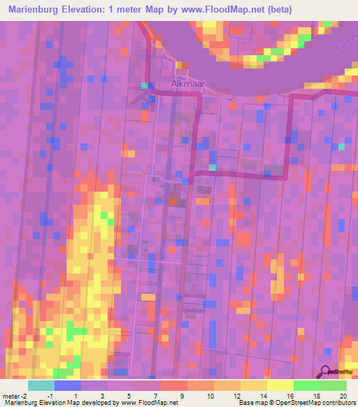 Marienburg,Suriname Elevation Map
