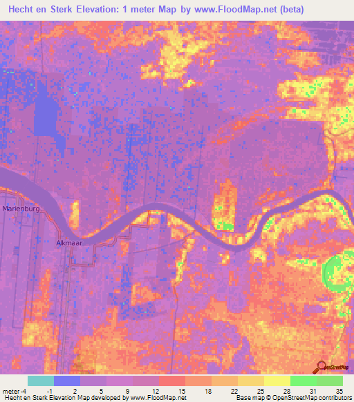 Hecht en Sterk,Suriname Elevation Map
