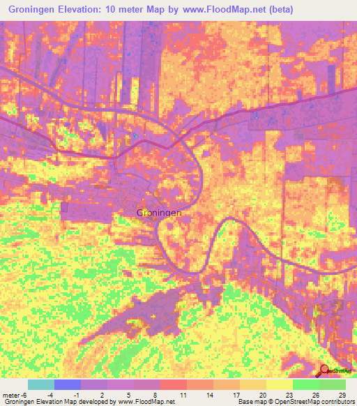 Groningen,Suriname Elevation Map