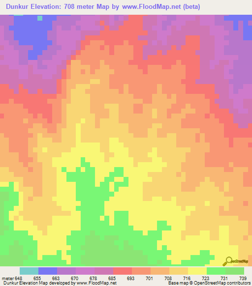 Dunkur,Ethiopia Elevation Map